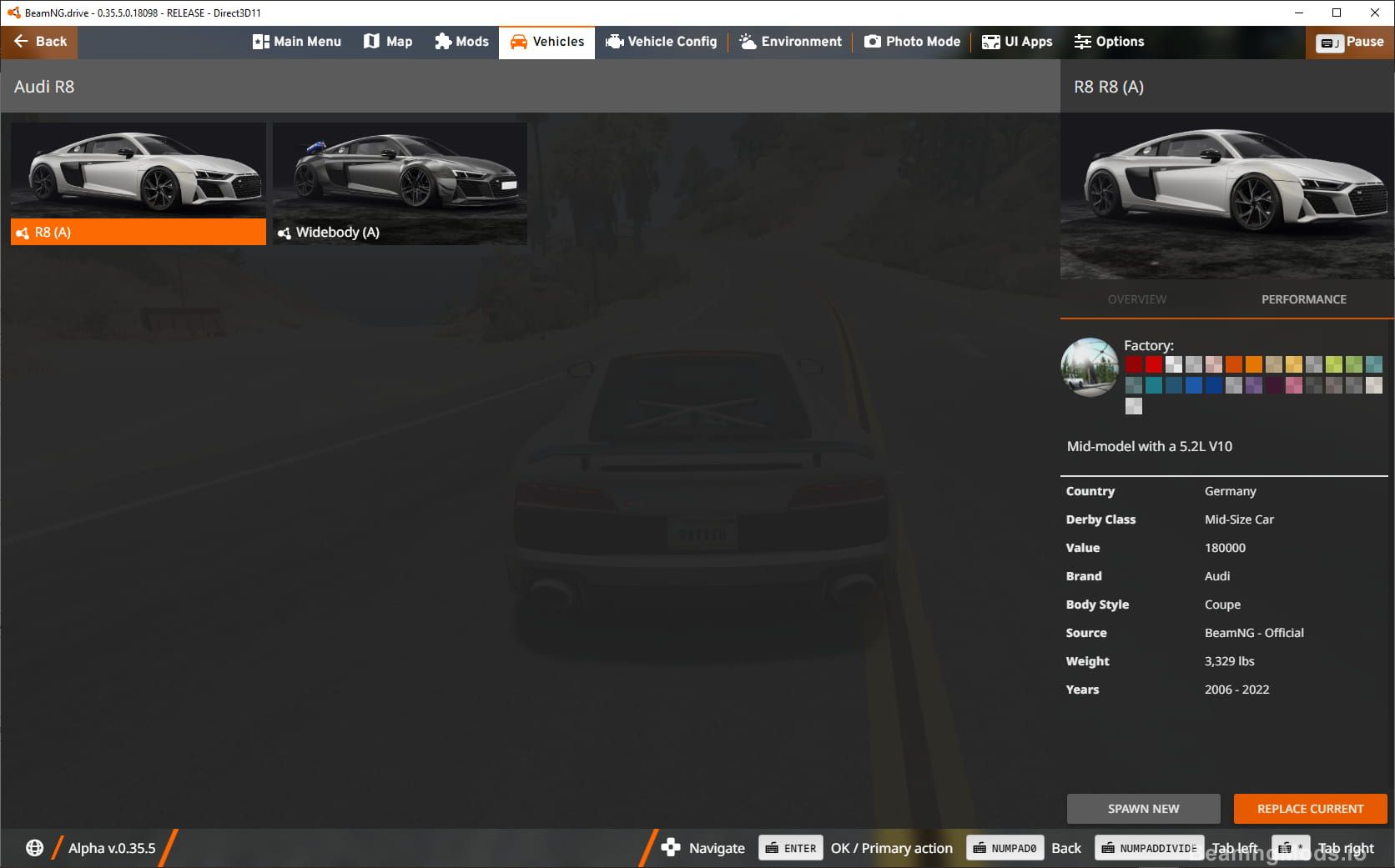 Screenshot of Audi R8 1