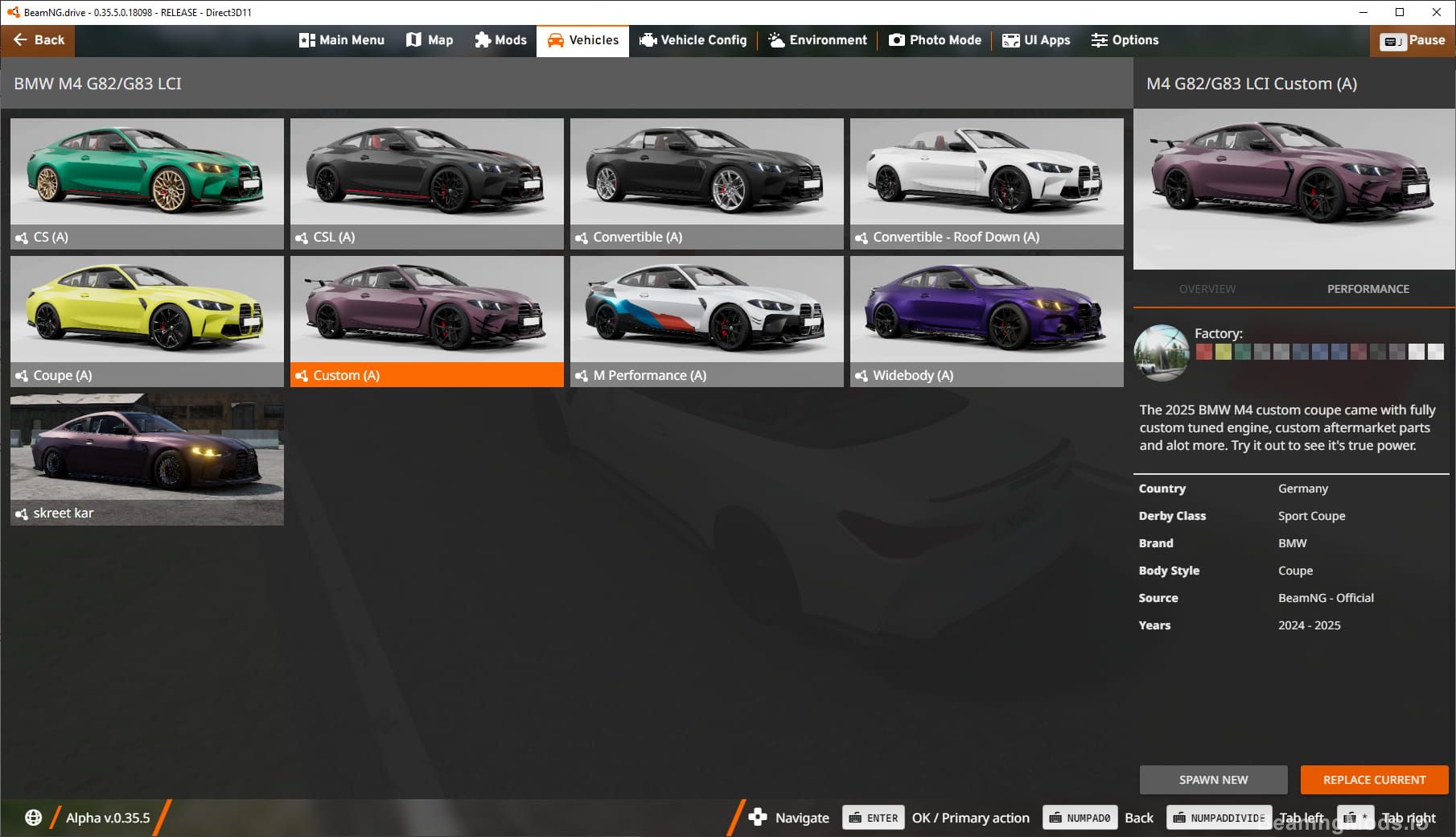 Screenshot of BMW M4 G82/G83 LCI 1