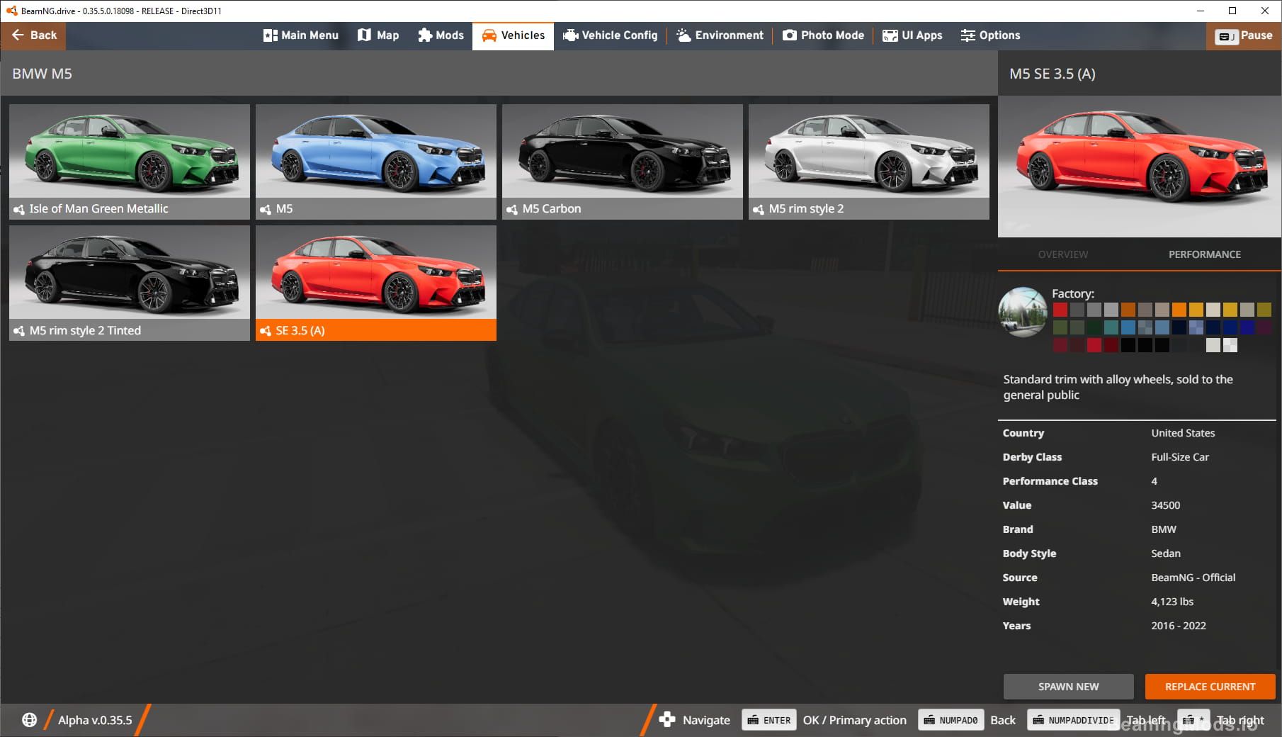 Screenshot of BMW M5 1