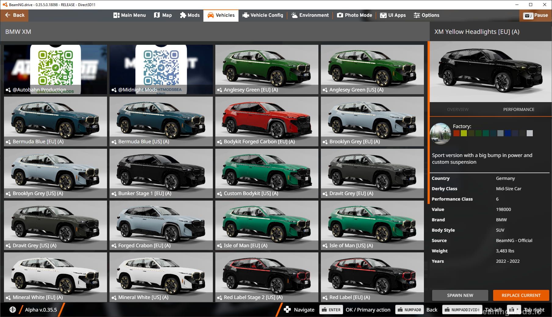 Screenshot of BMW XM 1