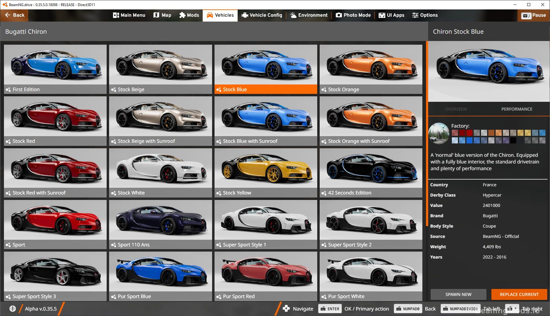 Screenshot of Bugatti Chiron 1