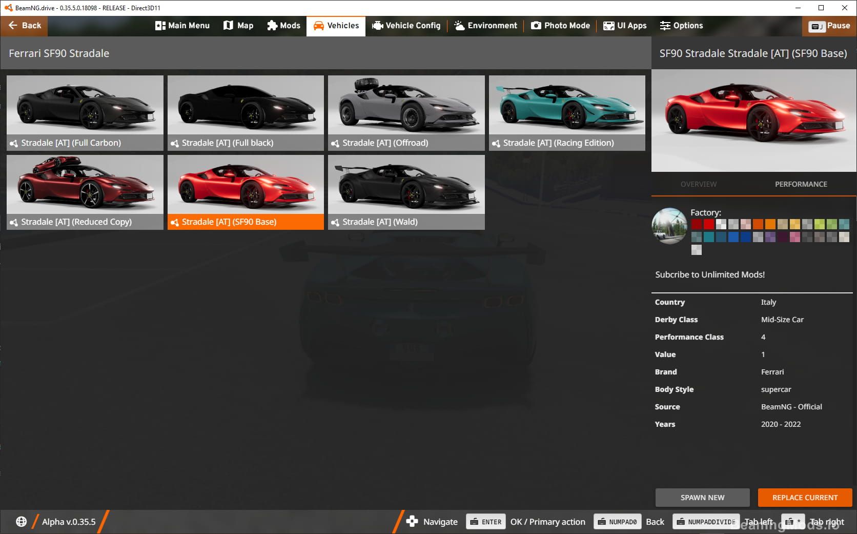 Screenshot of Ferrari SF90 Stradale 1