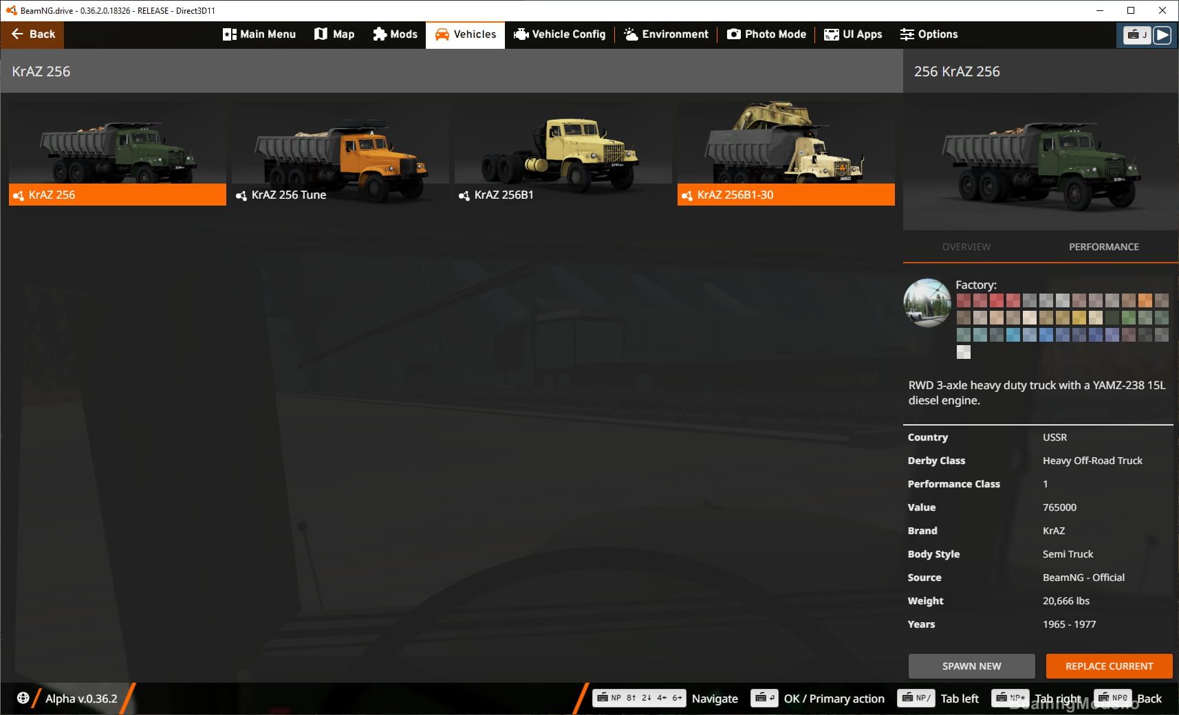 Screenshot of KrAZ 256 1
