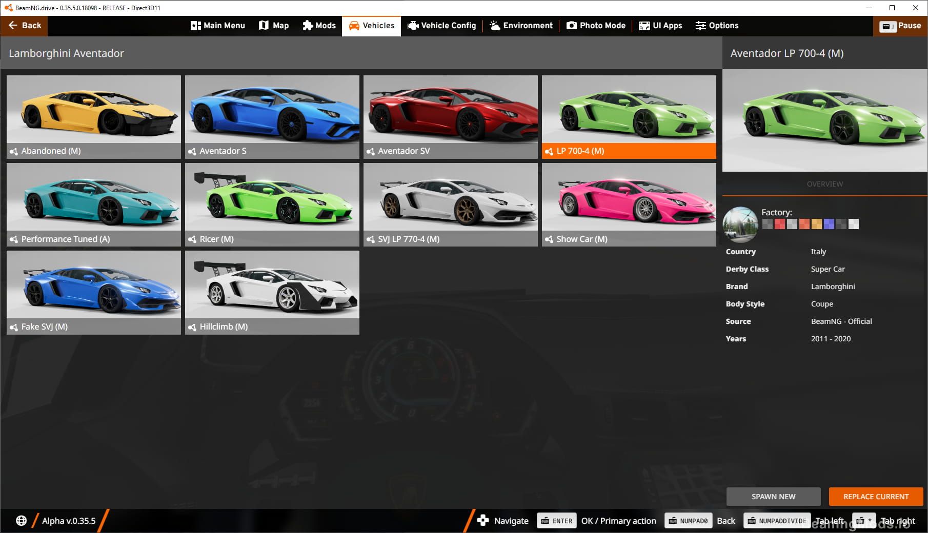 Screenshot of Lamborghini Aventador 1
