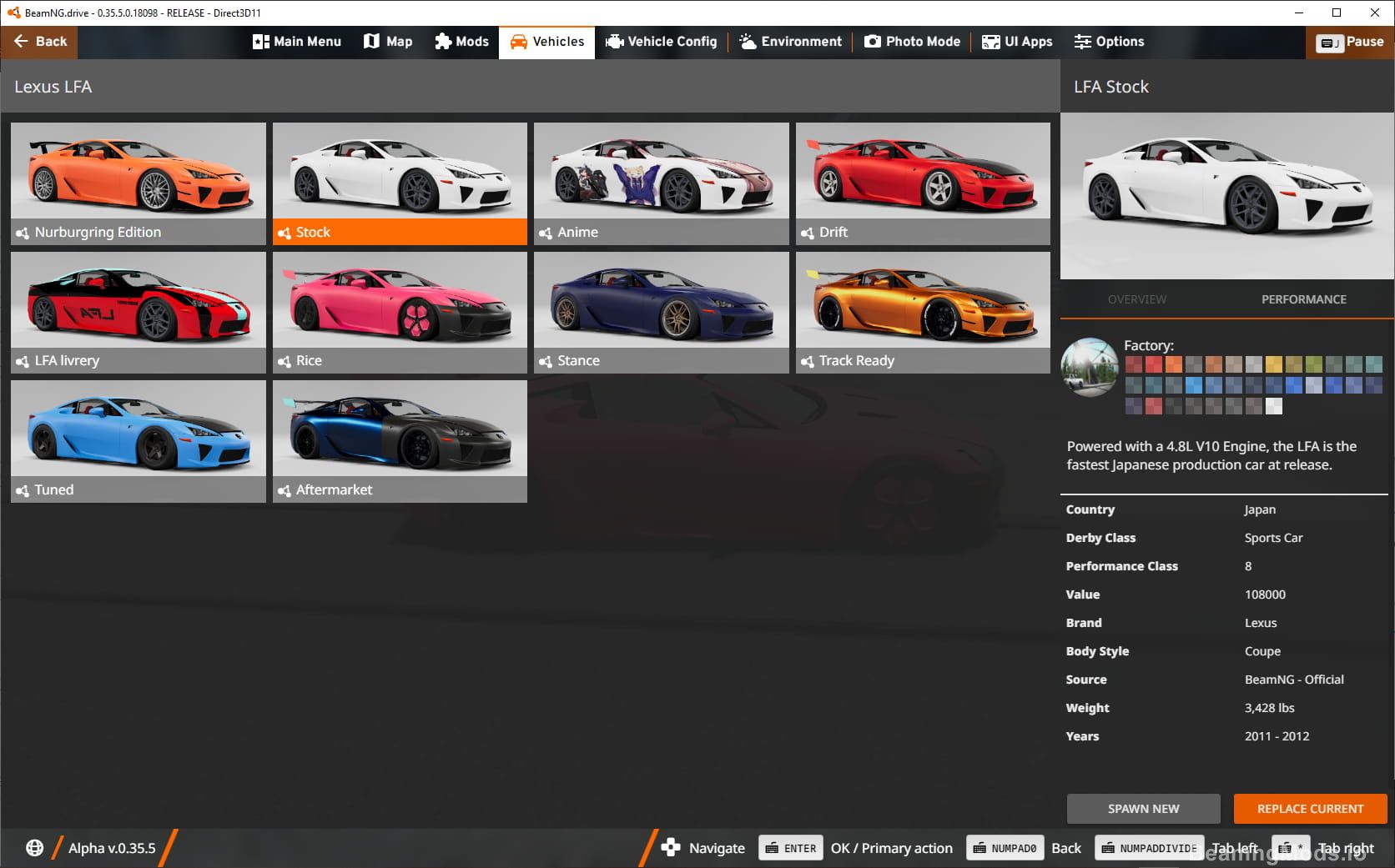 Screenshot of Lexus LFA 1