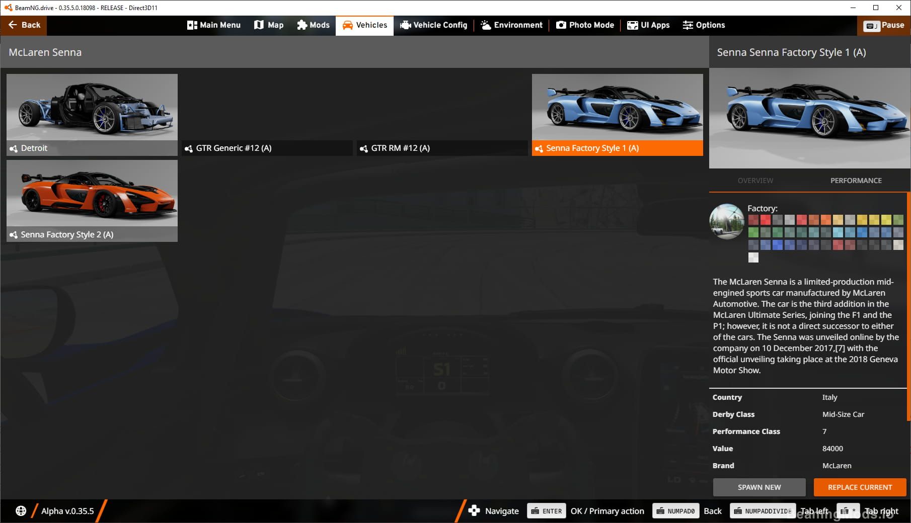 Screenshot of McLaren Senna 1
