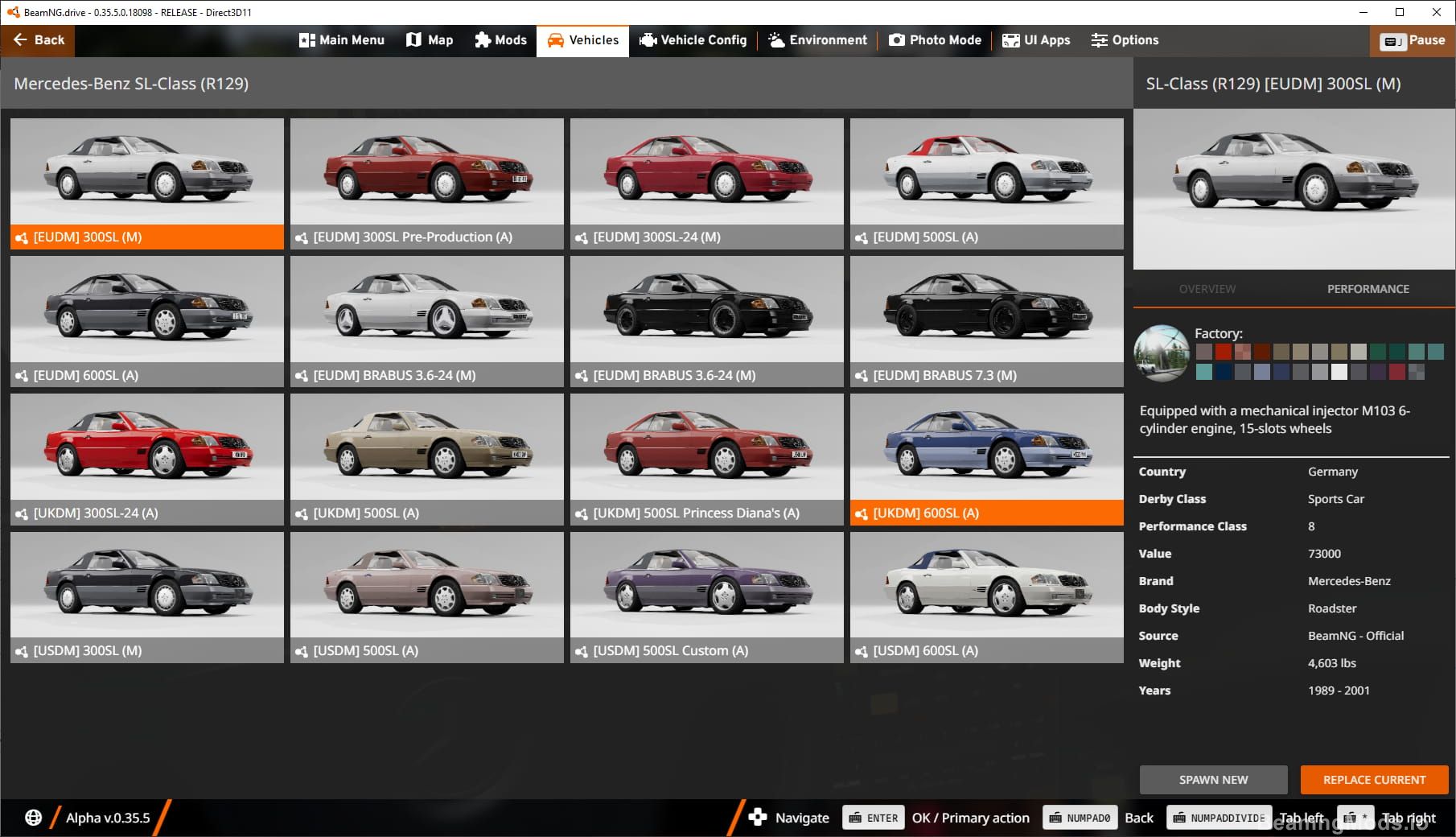Screenshot of Mercedes-Benz SL-Class (R129) 1