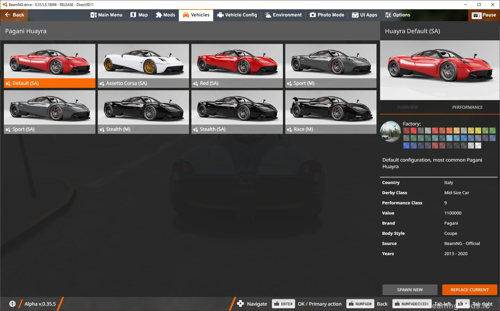 Screenshot of Pagani Huayra 1