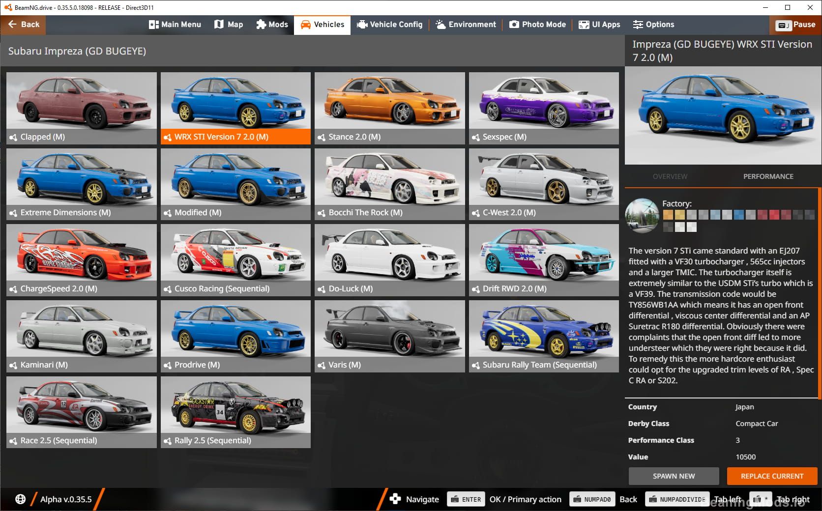 Screenshot of Subaru Impreza (GD BUGEYE) 1