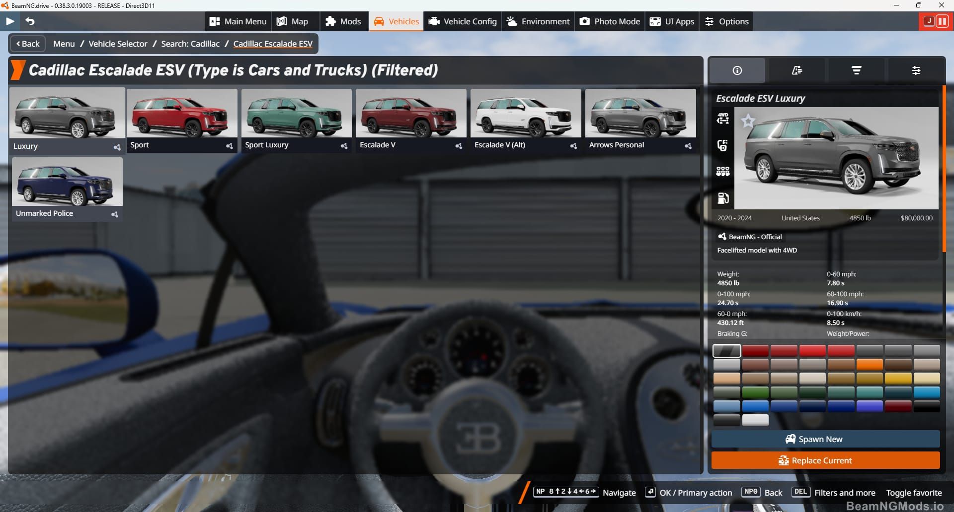 Screenshot of Cadillac Escalade ESV 1