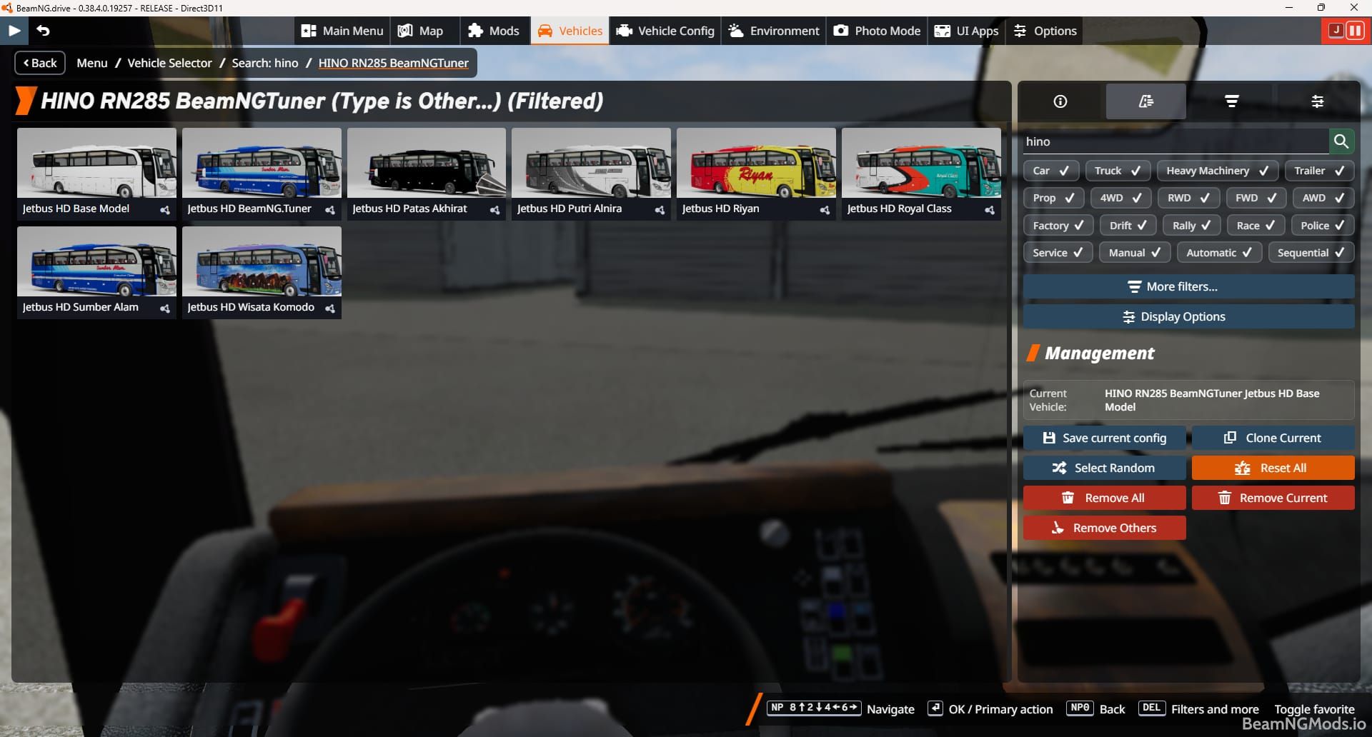 Screenshot of HINO RN285 BeamNGTuner 1